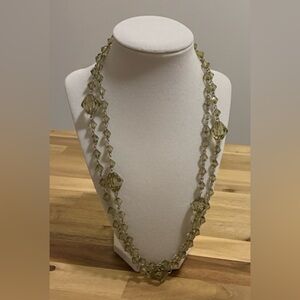 Vintage Green Glass Bead Necklace 24”